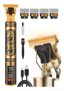 Maquina De Corta Cabelo Barbear Profissional Com Visor Dourado-escuro